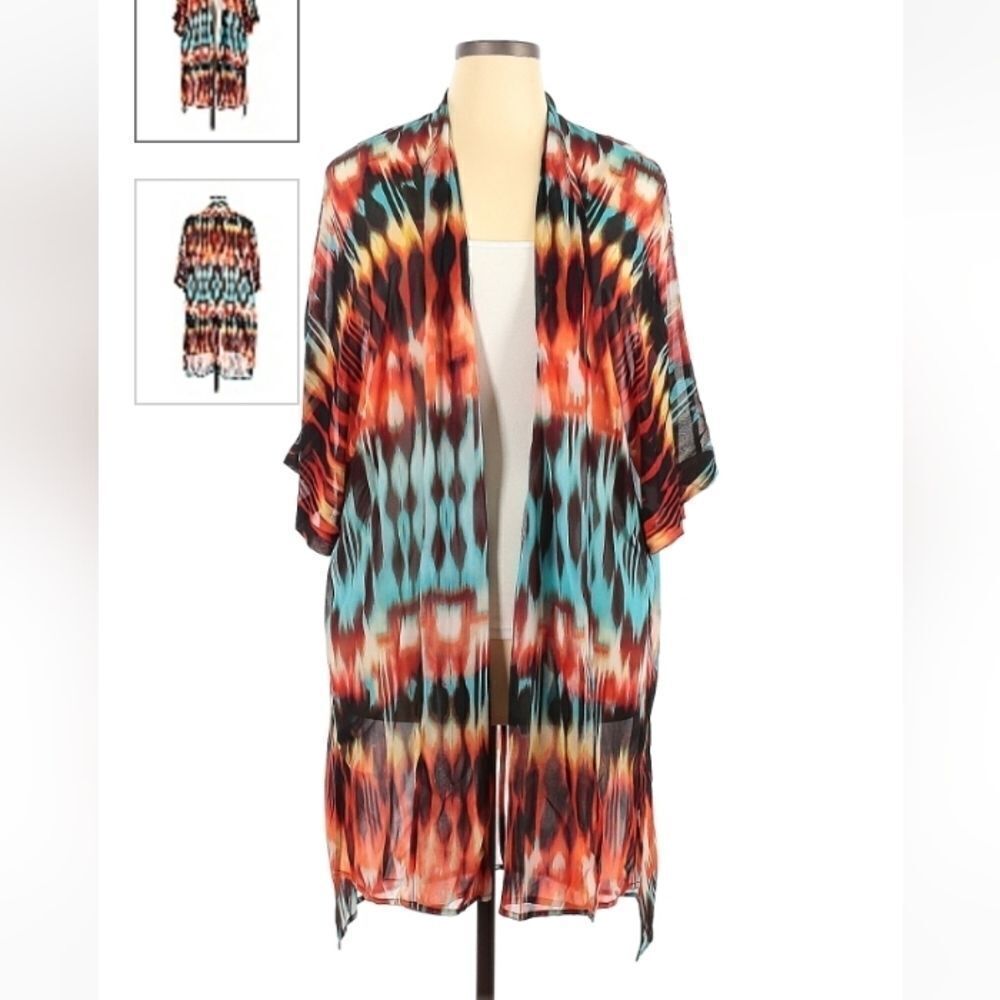 Ladies Short Sleeve Boho Tie dye Kimno